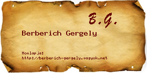 Berberich Gergely névjegykártya